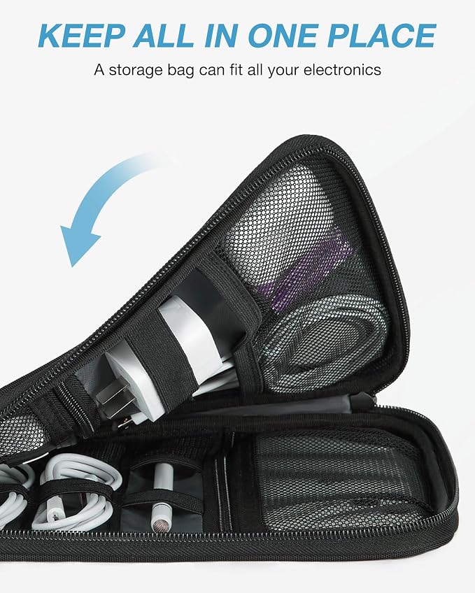 BAGSMART Large Electronic Organizer Travel Case for Tech Accessories, Black | Tech Accessories, Cord Storage, For Phone, Power Bank, SD Card, Cables