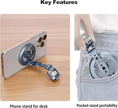 NICEYRIG Magnetic Aluminum Phone Holder for 1/4’’ Thread Mount, for iPhone 17 16 15 14 13 12 and Android Smartphone, with Magnetic Ring - 621