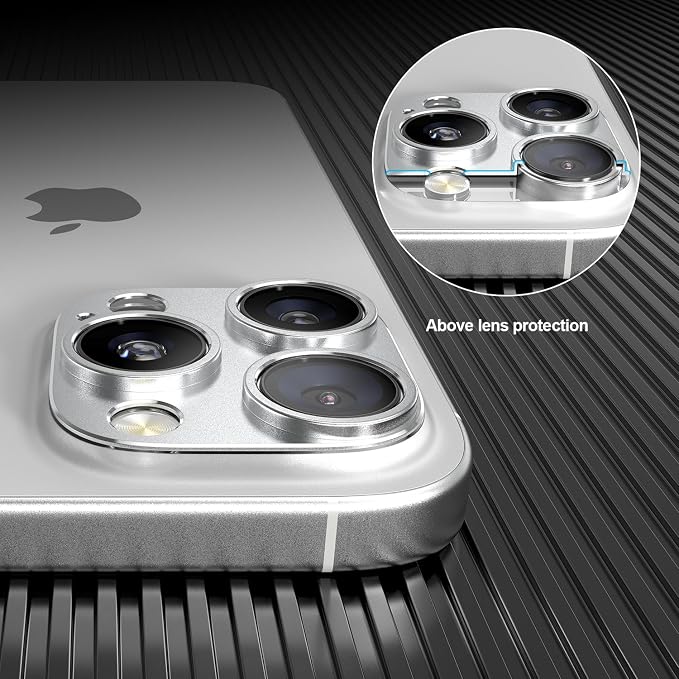 Camera Lens Protector Bumper for iPhone 16 Pro Max/iPhone 16 Pro,No Glass convex design, Silver