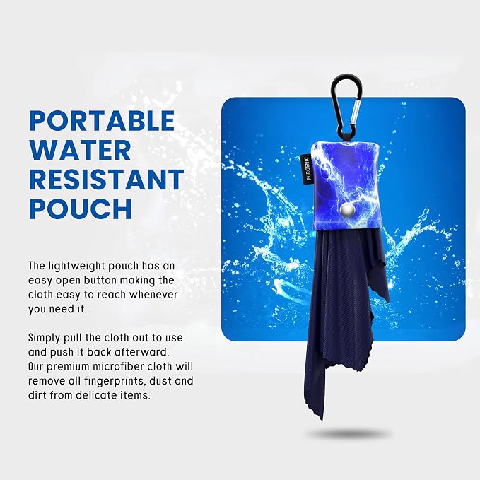 Microfiber Cloth & Glasses Wipes (3 Pack) Lens & Glasses Cleaning Cloth - Eyeglass Cleaner - Camera Lenses & Gadget Delicate Screens - Blue