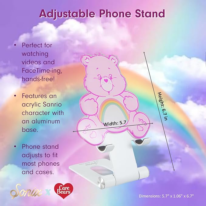 Sonix x Care Bears Character Phone Stand | Adjustable Cell Phone Holder, Desk Stand, Dock | Care Bears | Cheer Bear
