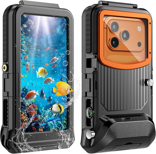 Beasyjoy Waterproof Phone Case for Snorkeling, [50ft/15m] Underwater Diving Case for iPhone 17/16/15/14/13/12/11 Pro Max Plus, Professional Scuba Photo Video Cover for Beach Vacation Water Sport Black