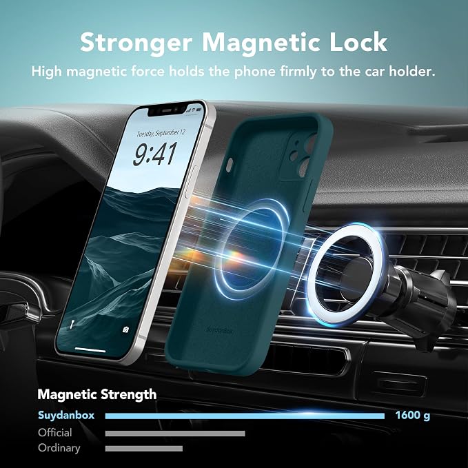 Magnetic for iPhone 12 Case, Compatible with MagSafe, [Full Camera Protection][Screen Protector] Silicone Shockproof Protective Phone Case for iPhone 12 6.1", Deep Blue