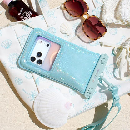 VELVET CAVIAR Waterproof Phone Pouch with Lanyard | IP68 Floating Case for iPhone & All Phones | Dry Bag for Snorkeling, Beach, Kayaking | Travel & Cruise Essentials for Women (Blue Mermaid Glitter)