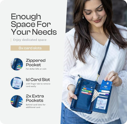 Claasico Crossbody Phone Purse for Women – RFID Phone Case Wallet w/Magnetic Closure & Separate Zipper Pocket Crossbody Bag