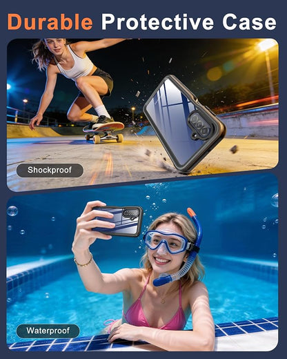 Beasyjoy for Samsung Galaxy A17 5G Case Waterproof, Built-in Screen Protector IP68 Waterproof Dustproof,Full Body Rugged Cover Military Grade Shockproof Protective for Samsung A17 5G 6.7", Black/Clear