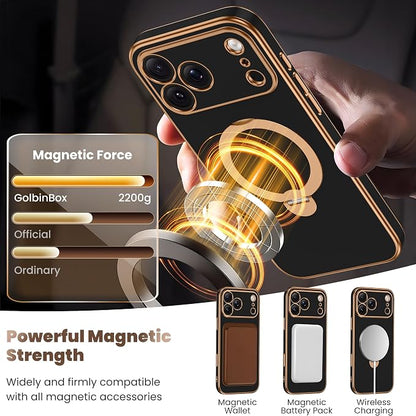 GolbinBox for iPhone 17 Pro Case with 360° Spin Magnetic Stand,[Compatible with Magsafe] [Military Protection][Built-in Ring Holder] Camera Control Phone Case for 17 Pro,Black