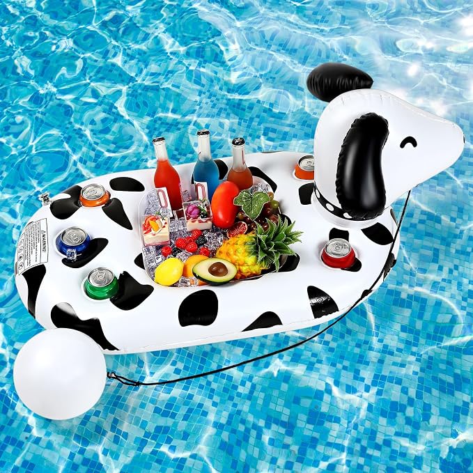 FillTouch Floating Drink Holder for Pool, Floating Cabana Bar, Hot Tub Drink Holder for Adults, Inflatable Pool Accessories(Dog)