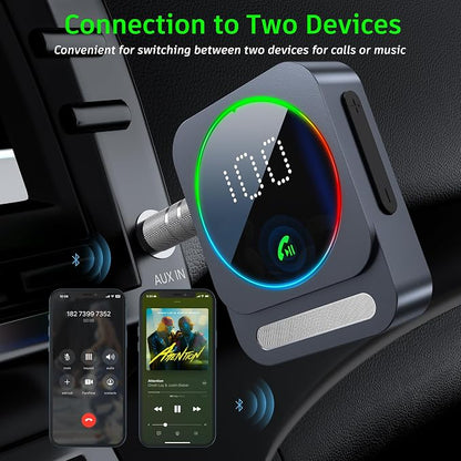 Bluetooth Aux Adapter, SONRU Bluetooth 5.3 Receiver for Car, Wireless Audio Receiver for Car/Home Stereo/Wired Headphones/Speaker, Dual AUX Outputs, RCA AUX 3.5mm