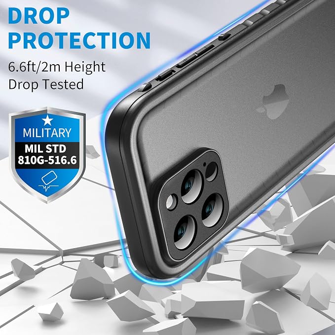 SPORTLINK for iPhone 14 Pro Max Waterproof Case - Built-in Shockproof Dustproof Screen Protector - IP68 Underwater/Military Dropproof/Full Body Protection/Cover for iPhone 14 Pro Max (6.7 Inch Black)