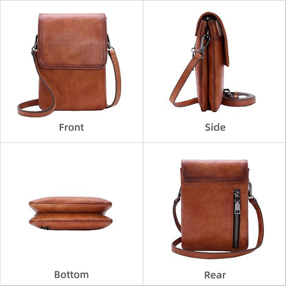 Iswee Leather Crossbody Bags for Women RFID Blocking Cell Phone Purse Small Anti-Theft Zippered with Card slots