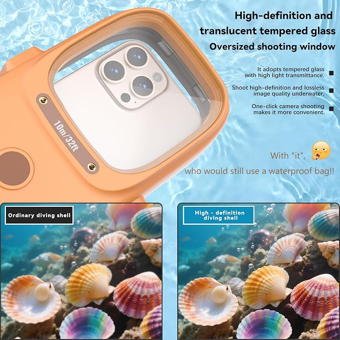 GOLDJU Diving Waterproof Phone Case, [49ft/15m] Cartoon Outdoor Snorkeling Underwater Diving Case Surfing Photo Video Cover,for iPhone Samsung Galaxy Google Pixel Huawei Series Smartphones