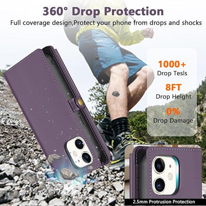 Wallet Case for iPhone 11 with Card Holder/Crossbody Wallet/Strap| RFID Blocking | Magnetic | Kickstand | Detachable | PU Leather Phone Case for iPhone 11,6.1 in,Purple
