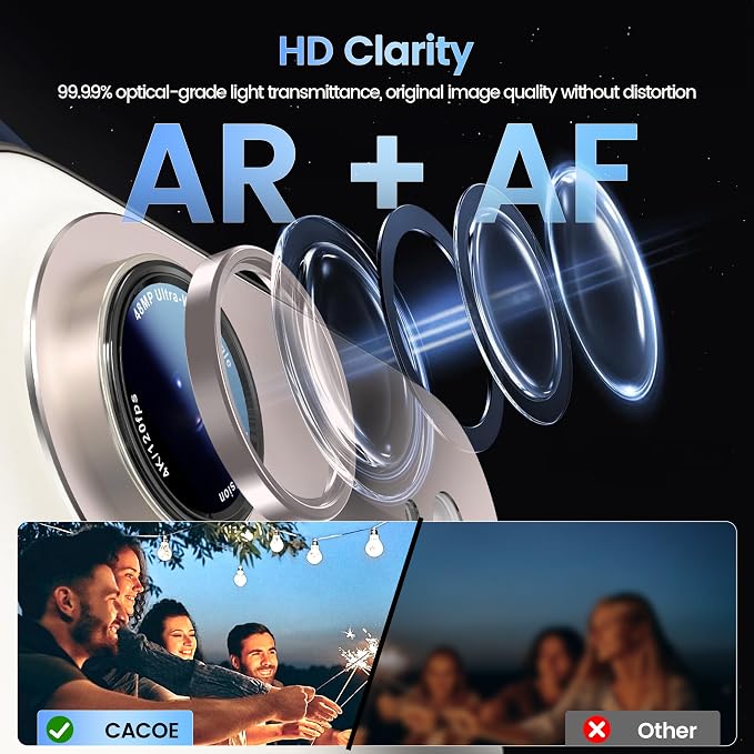 CACOE Camera Lens Protector for iPhone Air - Metal Frame Tempered Glass Cover, [Anti-Scratch] [Drop-Proof][Strong-Adhesion] Camera Screen Cover(Light Gold)