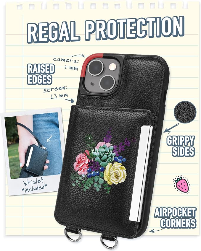 Smartish iPhone 13 Crossbody Wallet Case for Women - Dancing Queen [Purse/Clutch with Detachable Strap & Wristlet] Protective Cover with Credit Card Holder - Flavor of The Month