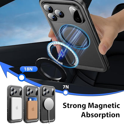 SPORTLINK for iPhone 17 Pro Max Waterproof Case - Built in Screen Protector/Shockproof Compatible with MagSafe/Dropproof/Dustproof/Heavy Duty, Full Body for iPhone 17 Pro Max 6.9 inch Black
