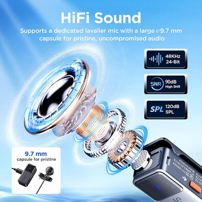 Saramonic Air Wireless Lavalier Microphones for for iPhone/Camera/Android/PC, Ultralight, 48kHz/24-bit,120dB Max SPL, 300m Range, Noise Cancelling, Lapel Microphone Wireless for Vlogging