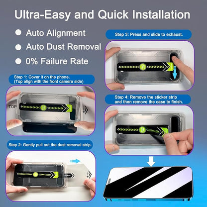 2 Pack 25° Ultra Privacy Screen Protector for iPhone 15 Pro Max, [Auto-Dust Removal and Auto-Alignment], Wide-Angle Anti-Spy Tempered Glass Film, Easy and Quick Installation