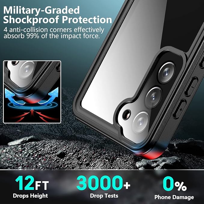 SPIDERCASE Designed for Samsung Galaxy S23 Plus Case Waterproof,Built-in Screen & Camera Lens Protector[IP68 Underwater][Military Grade Shockproof] Full Body Protection Phone Case, Purple/Clear