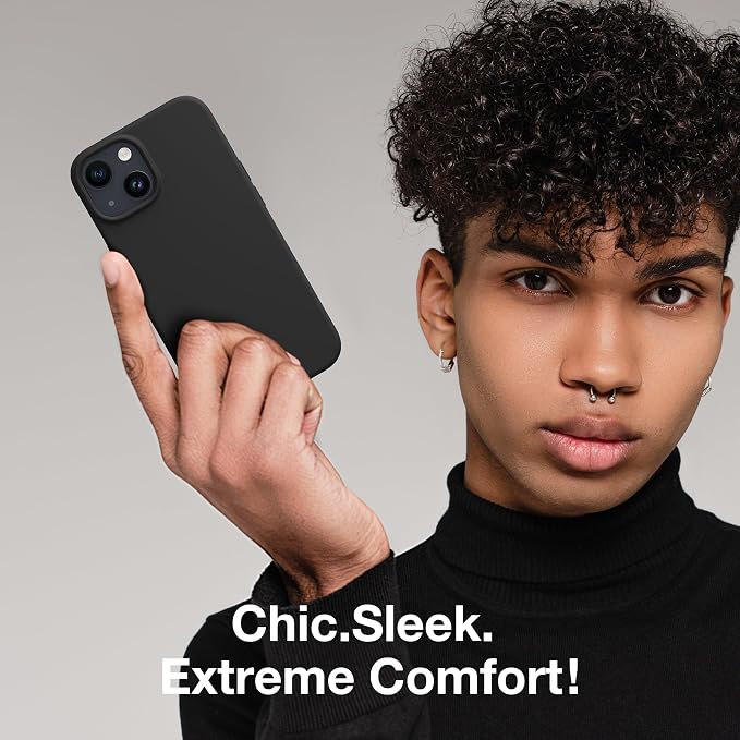 GONEZ Magnetic for iPhone 14 Case, Compatible with Magsafe, with Screen Protector + Camera Protector, Anti-Scratch Microfiber Lining, Liquid Silicone Shockproof Protective Phone Case, Black