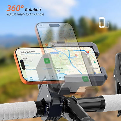 𝐍𝐞𝐰𝐞𝐬𝐭 Anti-Vibration Motorcycle Phone Mount Bike Phone Holder [Camera Friendly] E-Bike Handlebar Phone Holder with Secure Lock, Scooter Phone Holder for Bicycle/ATV Fit 4.7-7'' Phone