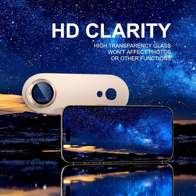 Choiche Compatible for iPhone 17 Air Camera Lens Protector, Strong Adsorption Camera Cover with 9H Tempered Glass Lens Screen Protector Metal Ring Decoration Accessories 6.5-inch (Gold)