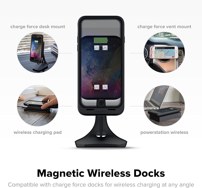 mophie Juice Pack - Wireless Charging Protective Power Pack Case, Charge Force Technology, Compatible With Qi-Enabled & Other Wireless Charging Systems, For iPhone 7 & 8 and iPhone SE