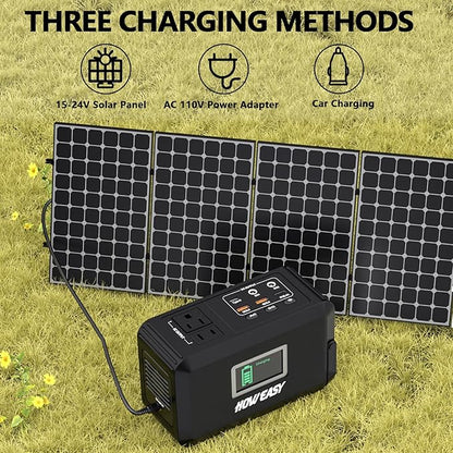 HOWEASY Portable Power Station120W(240W Peak), 24000mAh Camping Solar Generator, Portable Power Bank with 2 110V AC Outlet / 2 DC /3 USB QC3.0/LED Flashlight for Home Camping Emergency Backup