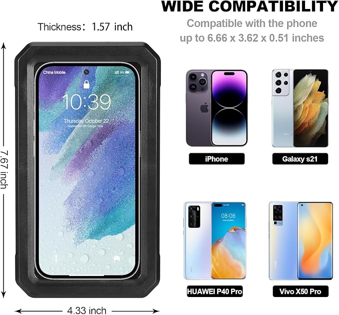 Shower Phone Holder Waterproof Wall Mounted 360°Rotation HD High Sensitivity Touch Screen Phone Stand Case for Bathroom Bathtub Mirror Compatible with iPhone 16 15 14 13 12 11 Plus Pro Max