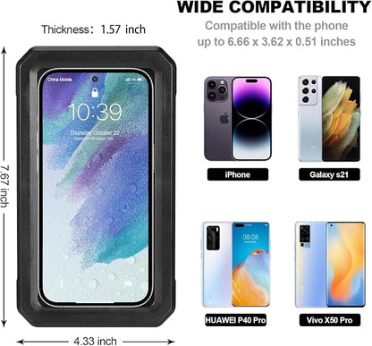 Shower Phone Holder Waterproof Wall Mounted 360°Rotation HD High Sensitivity Touch Screen Phone Stand Case for Bathroom Bathtub Mirror Compatible with iPhone 16 15 14 13 12 11 Plus Pro Max