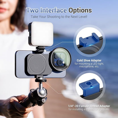 JJC 67mm CPL Filter for iPhone, Magnetic Circiular Polarizer Lens Filter Adapter Kit Compatible with iPhone 16 15 14 Pro Max Plus with 1/4” Screw & Shoe Mount for Vlogging Video Recording TikTok