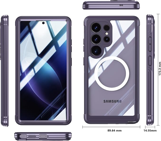 Magnetic Privacy Case for Samsung Galaxy S24 Ultra, Military Grade Protection, Fit for MagSafe, Anti Peep Privacy Screen Protector Soft Edge Full Camera Lens Protected Shockproof Anti Spy Phone Case