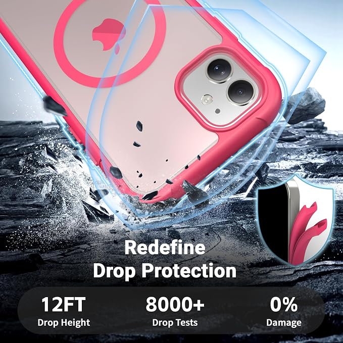 jaroco Magnetic for iPhone 11 Case, [Compatible with MagSafe][Military Grade Drop Protection][Heavy Duty Protection][Non-Slip][Shockproof] 2-Layer Durable Bumper Phone Case 6.1''-Rose