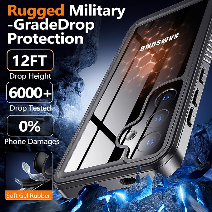 MOZOTER for Samsung Galaxy S25 fe Case Waterproof,[IPX8 Underwater Case][Full Body Shockproof & Military Dropproof] Built-in Screen Protector Clear Sound Quality for Samsung S25 fe 6.5 inch-Black
