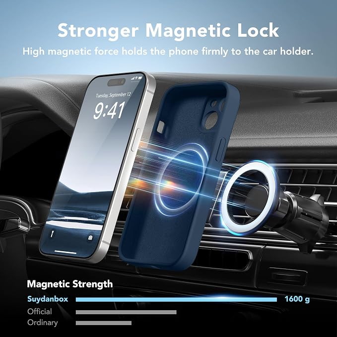 Magnetic for iPhone 15 Plus Case, Compatible with MagSafe, [Full Camera Protection][Screen Protector] Silicone Shockproof Protective Phone Case for iPhone 15 Plus 6.7", Cobalt Blue