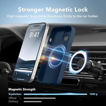 Magnetic for iPhone 15 Plus Case, Compatible with MagSafe, [Full Camera Protection][Screen Protector] Silicone Shockproof Protective Phone Case for iPhone 15 Plus 6.7", Cobalt Blue