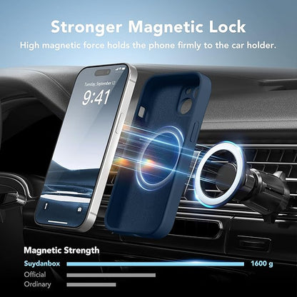 Magnetic for iPhone 15 Case, Compatible with MagSafe, [Screen Protector + Full Camera Protection], Silicone Shockproof Anti-Scratch Protective Phone Case for iPhone 15 6.1", Cobalt Blue