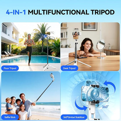 Auto Face Tracking Selfie Stick Tripod for iPhone with Light 360 Rotation That Follows Your Movement 70.9" Camera Tripod Stand with Remote for Content Creator Vlog Live Stream Video Recording