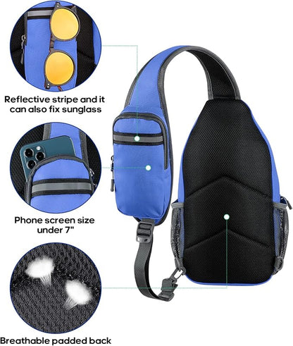 WATERFLY Crossbody Sling Backpack Sling Bag Travel Hiking Chest Bag Daypack