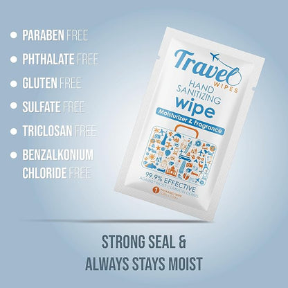Hand Sanitizing Travel Wipes – 30ct Individually Wrapped | Fresh Citrus Scent, Moisturizing, 70% Alcohol Wipes | Travel, Home, Office, Daily Use | Made in USA