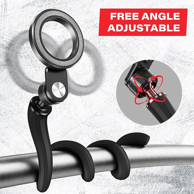 ICARMOUNT Flexible Gym Phone Holder for Peloton Treadmill Spin Bike - Gooseneck Magnetic Phone Mount for iPhone MagSafe Samsung, Wrap Around Phone Stand for Stroller/Desk/Shopping/Women Men Gym Gifts