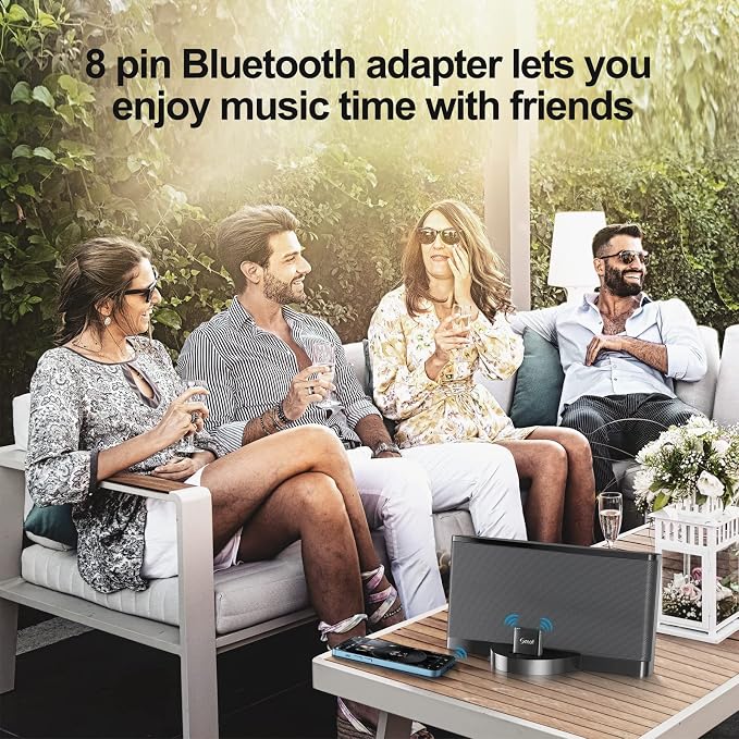 Smof 8 Pin Bluetooth Adapter Receiver Only for Bose Sounddock III/XT, Philips DS1155B/93, Philips AJ7260D/93, JBL MS302GM, Yamaha TSX-14, iHome IPL8BN, Zeppelin Air C Bowers Wilkons, RSR DS406BT