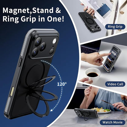 ANTSHARE Magnetic for iPhone 17 Pro Max Case Waterproof, Built in Screen Protector [Compatible with MagSafe] [Invisible Stand] [IP68 Underwater], Full Body Protection Phone Case 6.9'', Black