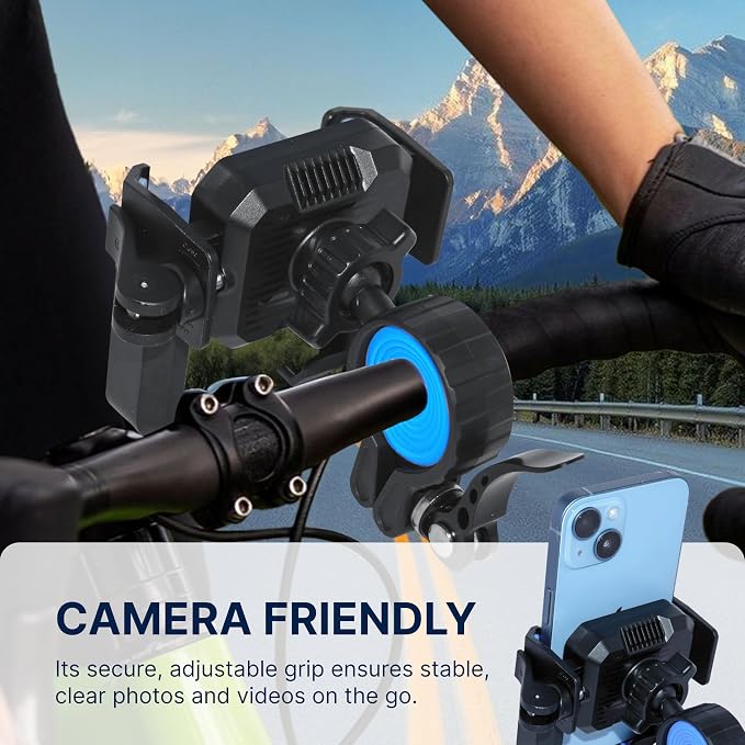 RESPECTED BRO Motorcycle-Phone-Mount & Bike Phone Holder - Durable Phone Holder for Bike and Motorcycle, Bicycle Phone Mount, Fits All Smartphones (Blue)
