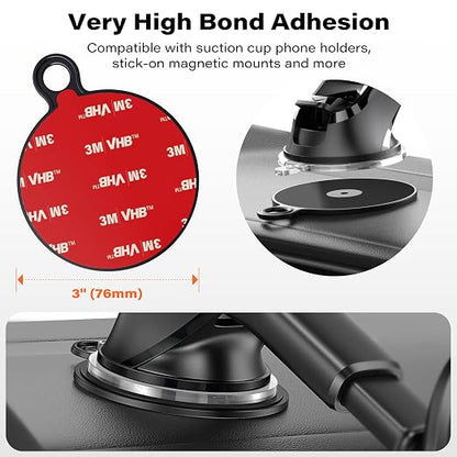 APPS2Car Dashboard Pad Mounting Disk for Suction Cup Phone Mount, 3Pcs 3" (76mm) Ultra Sticky Heat-Resistant Replacement Disc for Vacuum Suction Phone Holder, Dash Mount, GPS Holder Suction Mount