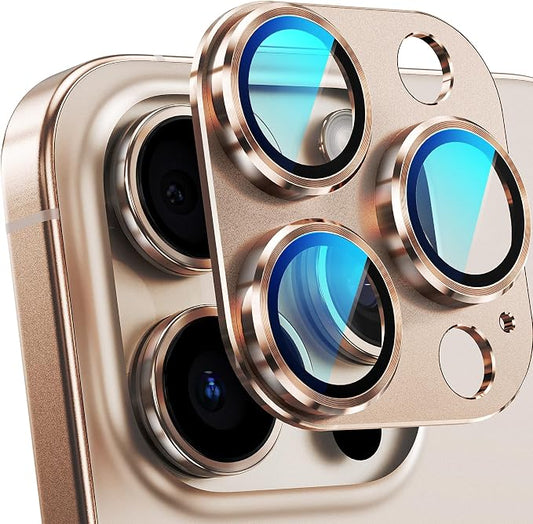 YWXTW for iPhone 16 Pro/iPhone 16 Pro Max Camera Lens Protector, [1:1 Perfect Fit] Matte Metal Anti Scratch Tempered Glass Camera Screen Protector Accessories, Case Friendly (Desert Titanium)