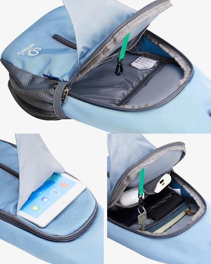 WATERFLY Sports Crossbody Sling Backpack Sling Bag Chest Bag Daypack for Cycling Hiking Running Men Women