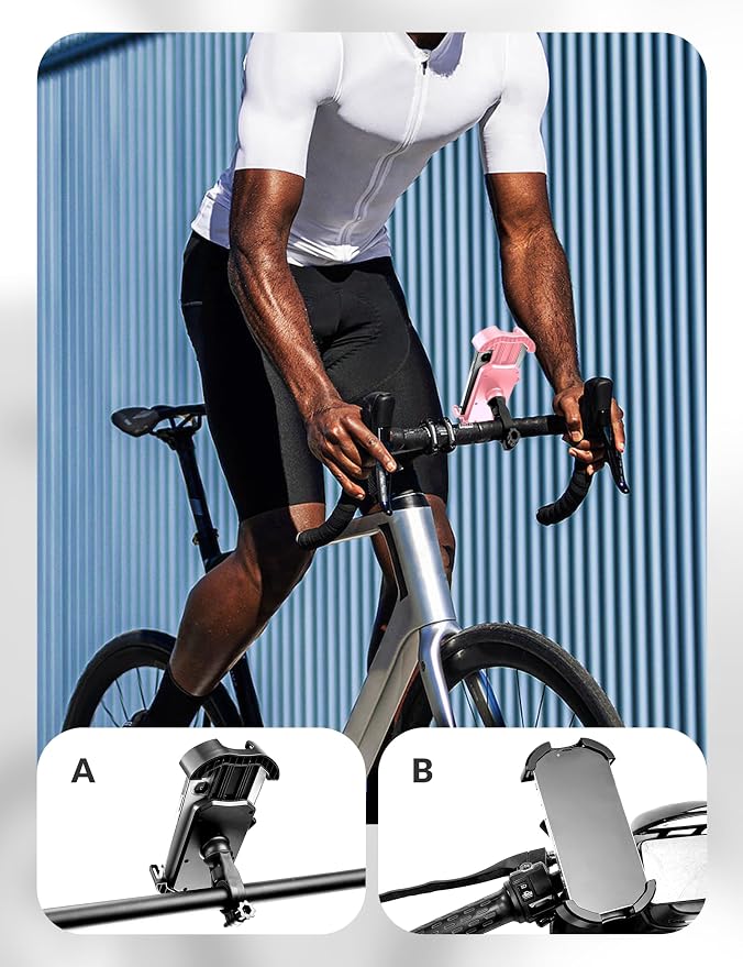 ROCKBROS Bike Phone Holder, Motorcycle Phone Mount with Security Lock, Shockproof Bicycle Phone Mount, Adjustable Phone Holder for Bike, Motorcycle, Scooter, Suitable for 4.7”-6.8”
