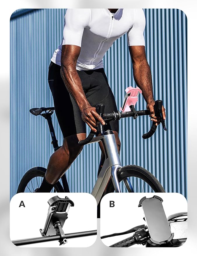 ROCKBROS Bike Phone Holder, Motorcycle Phone Mount with Security Lock, Adjustable for Bike, Motorcycle, Scooter, Suitable for 4.7'-6.8' Phone