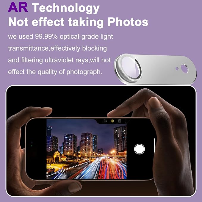 2 Pack Camera Lens Protector for iPhone 17 Air,[Not Easy to Breakn ] AR Tempered Glass Strong Adsorption Metal Camera Cover Screen-Silvery